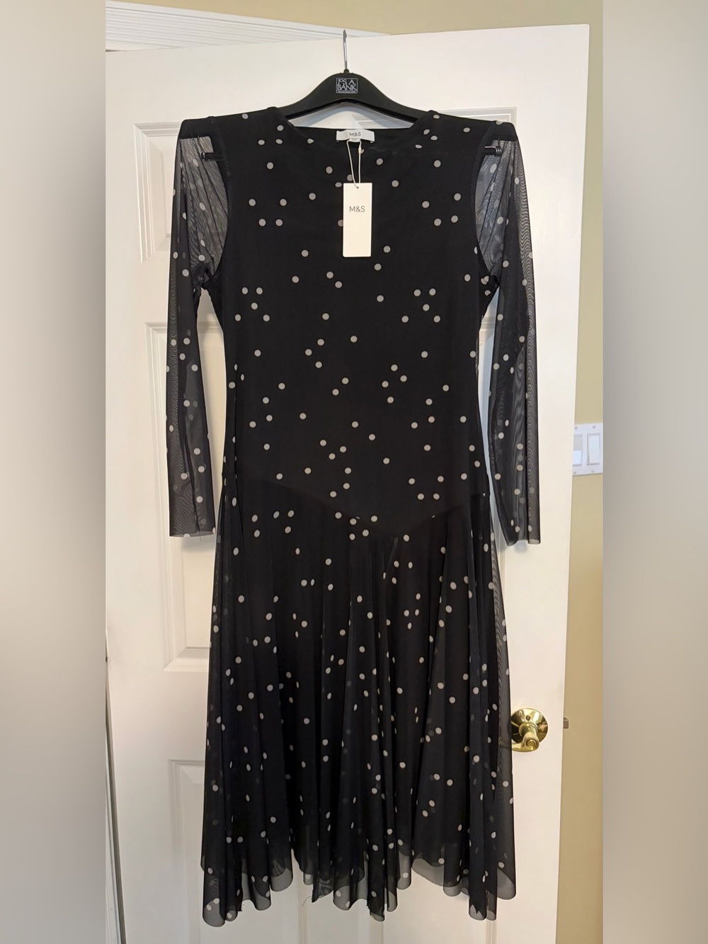 Black Polka Dot Mesh Sleeve Dress